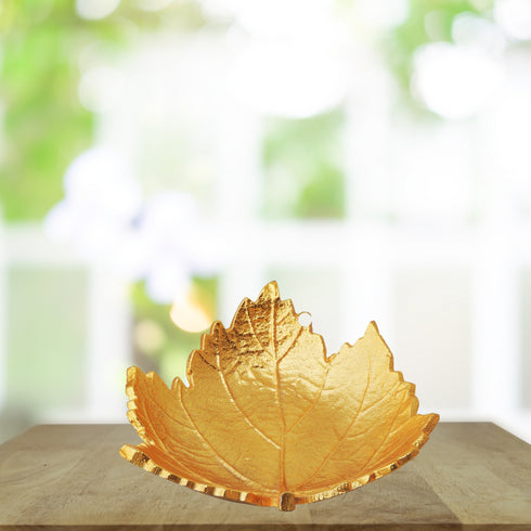 Brass Decorative Gold Plated Leaf Bowl 0.186kg